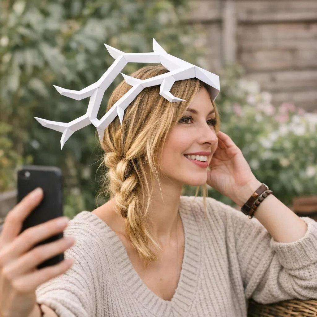 Papercraft Hirschgeweih-Krone mit breitem Geweih als 3D-Origami