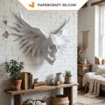 Papercraft teschio alato in origami 3D