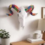 Papercraft cráneo de carnero en origami 3D