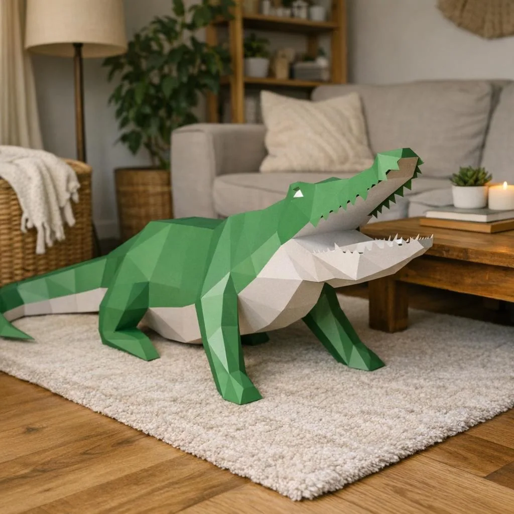 Papercraft Krokodil XXL aus Origami