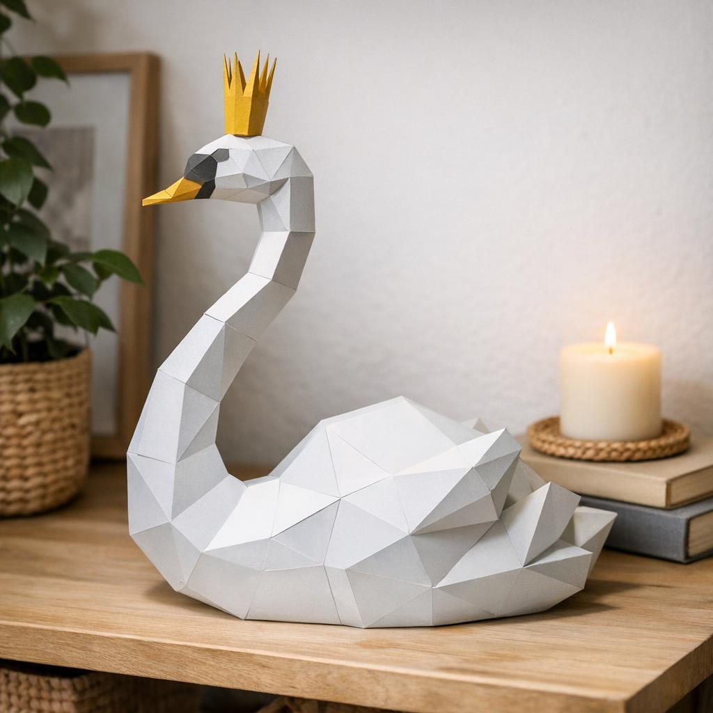Papercraft cygne en origami 3D