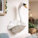 Papercraft cygne mural en origami 3D