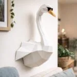 Zwaan muurdecoratie in 3D origami, weergave 2