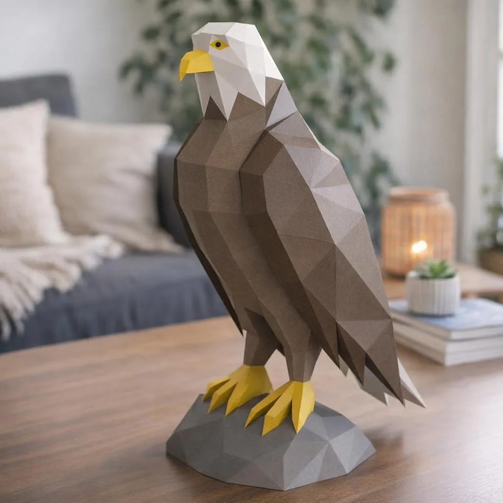 Papercraft de águia em origami 3D