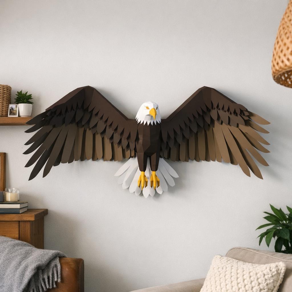 Papercraft d'aigle mural en origami 3D