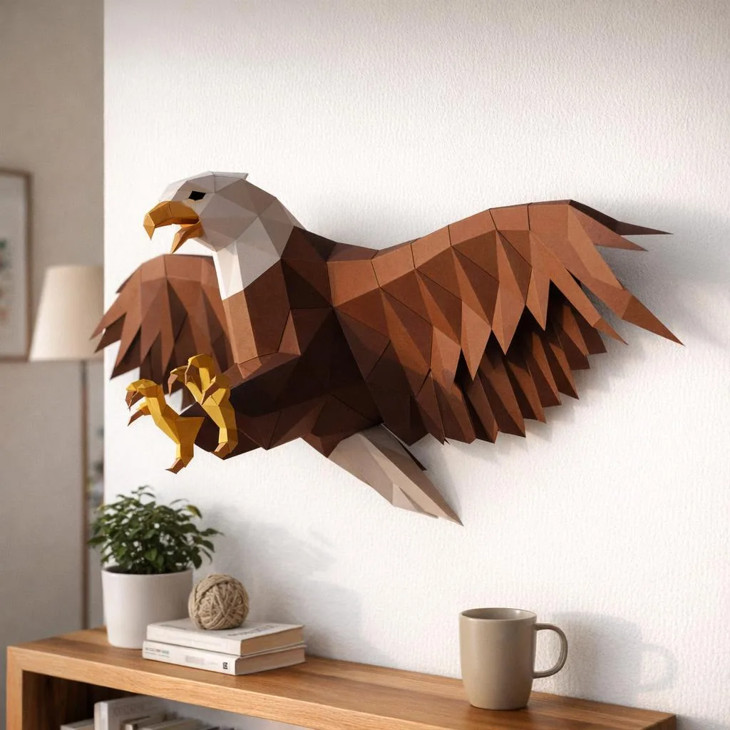 Fliegender Adler als 3D-Origami-Papercraft