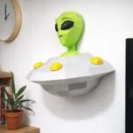 Papercraft de alien y su platillo volante en origami 3D