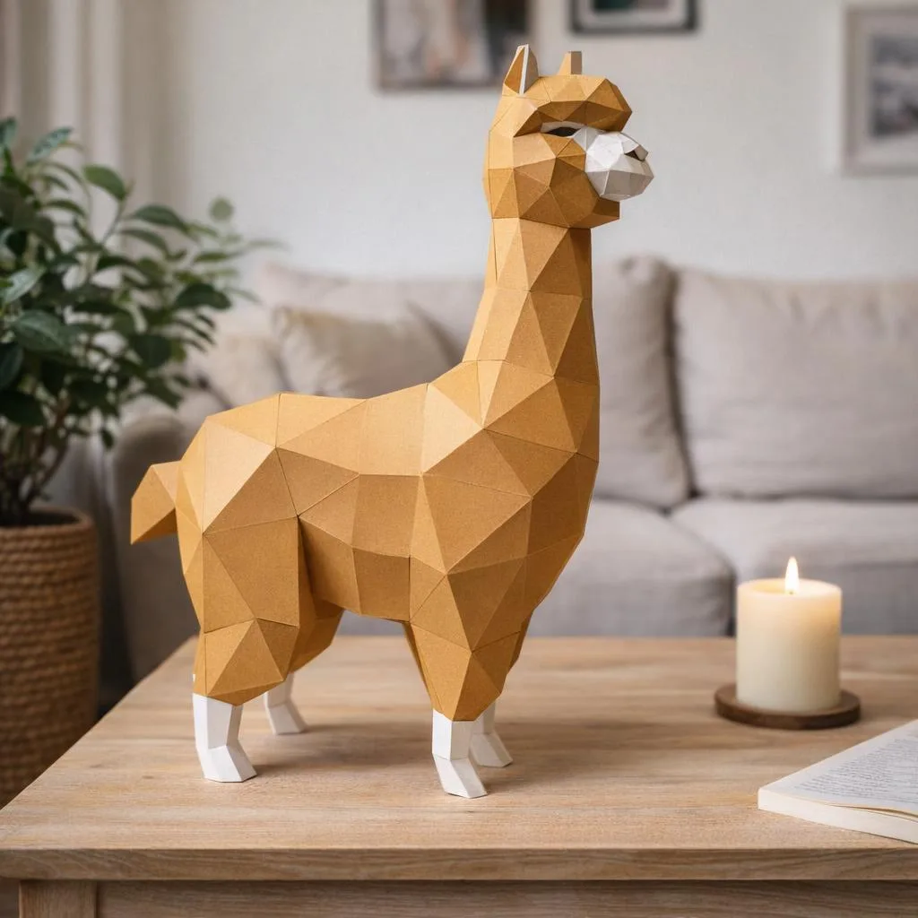 Papercraft Alpaka-Lama in 3D-Origami