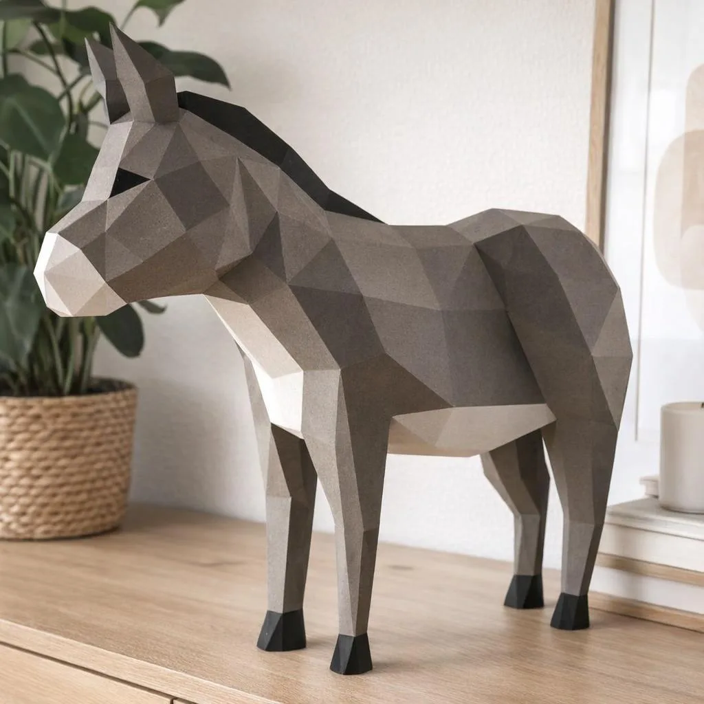 3D-Origami-Papercraft Esel
