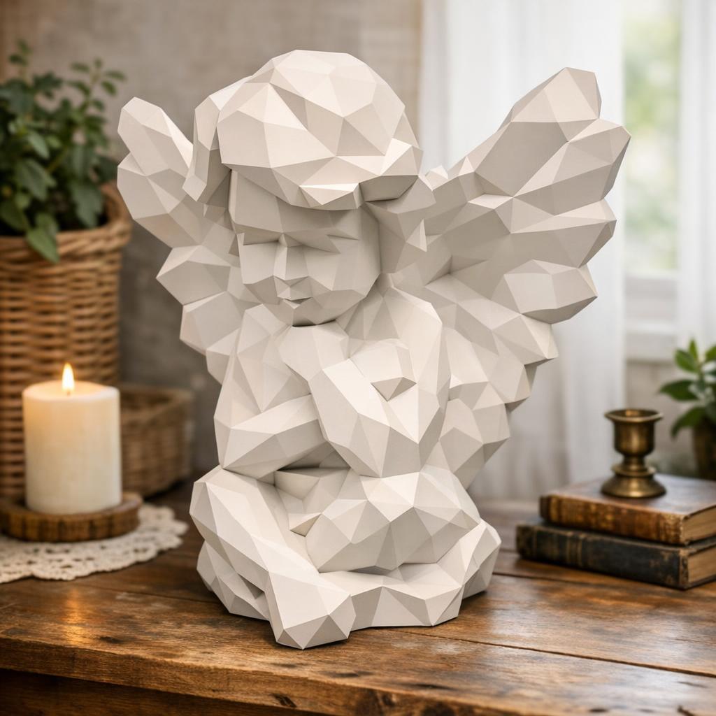 Papercraft d'ange assis en origami 3D
