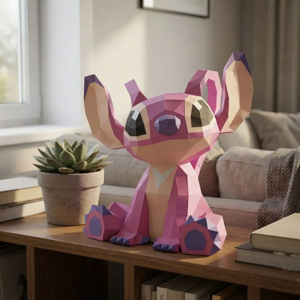 Papercraft de coelho cinza em origami 3D