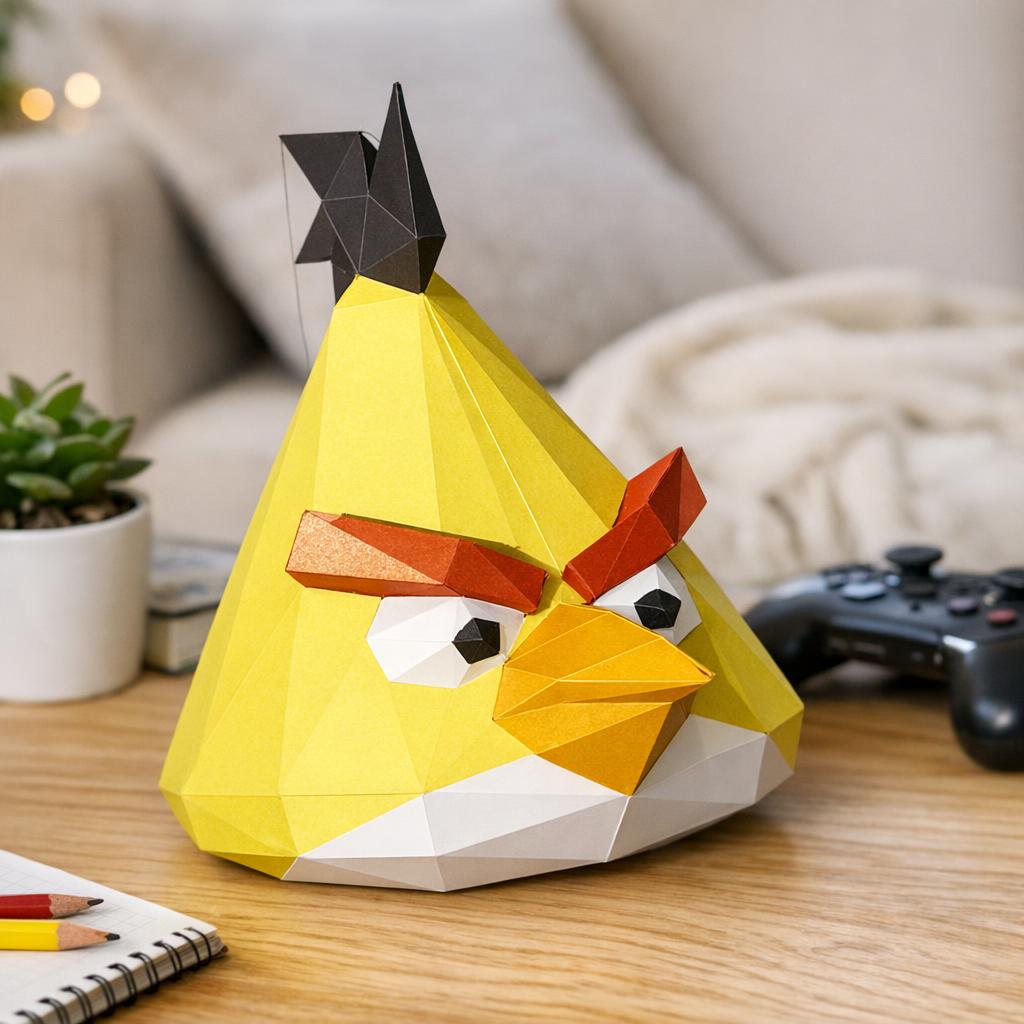 Papercraft di Angry Bird Chuck in origami 3D