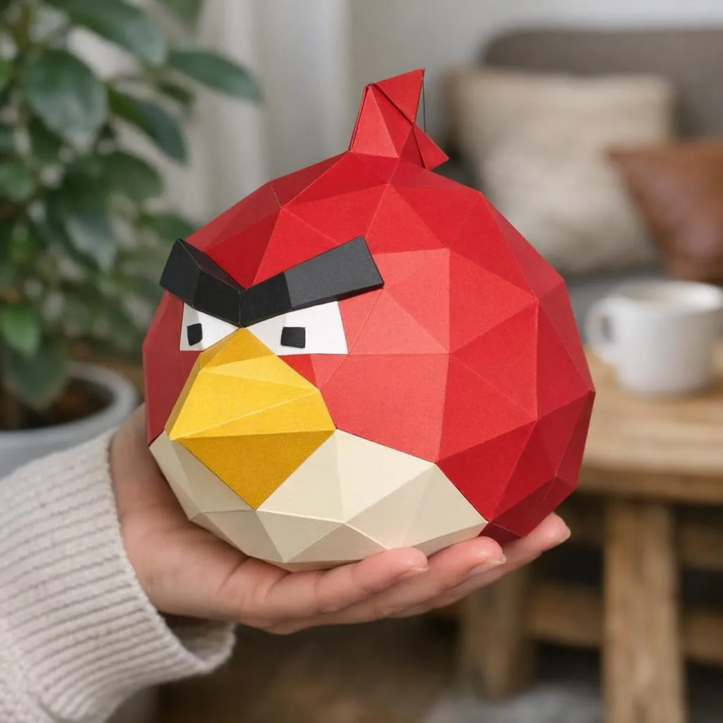 Papercraft di Angry Bird rosso in origami
