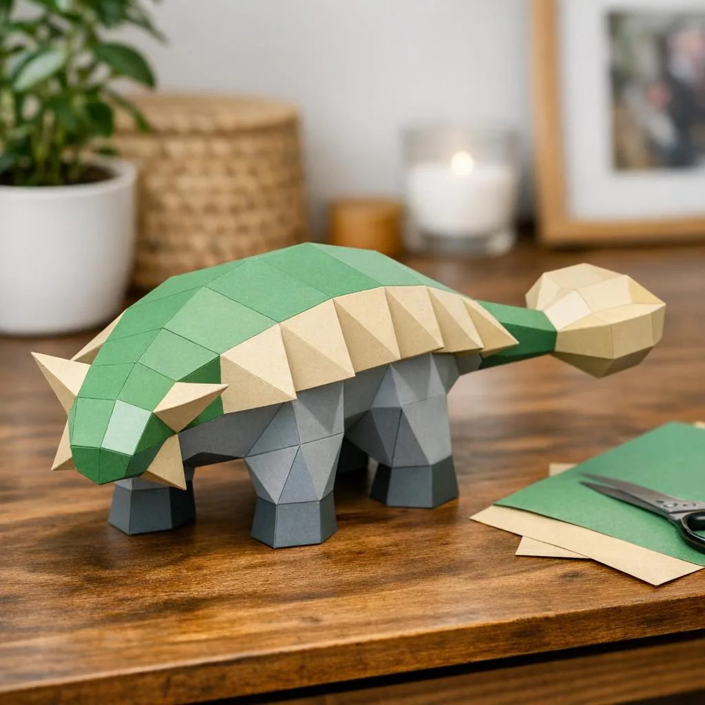 Papercraft di Ankylosaurus in origami 3D