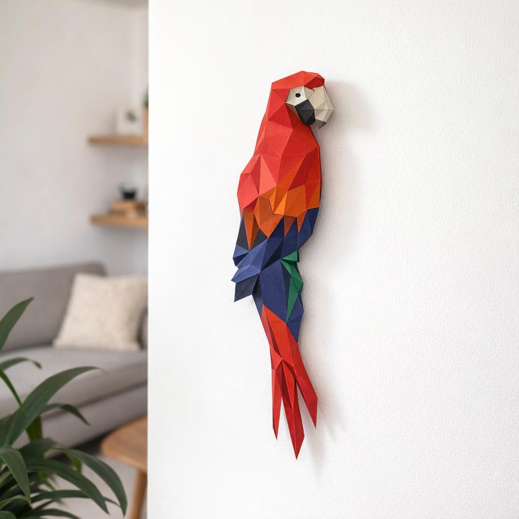 Papercraft d'Ara mural en origami 3D