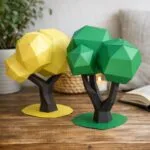 Papercraft de árvores decorativas em origami 3D