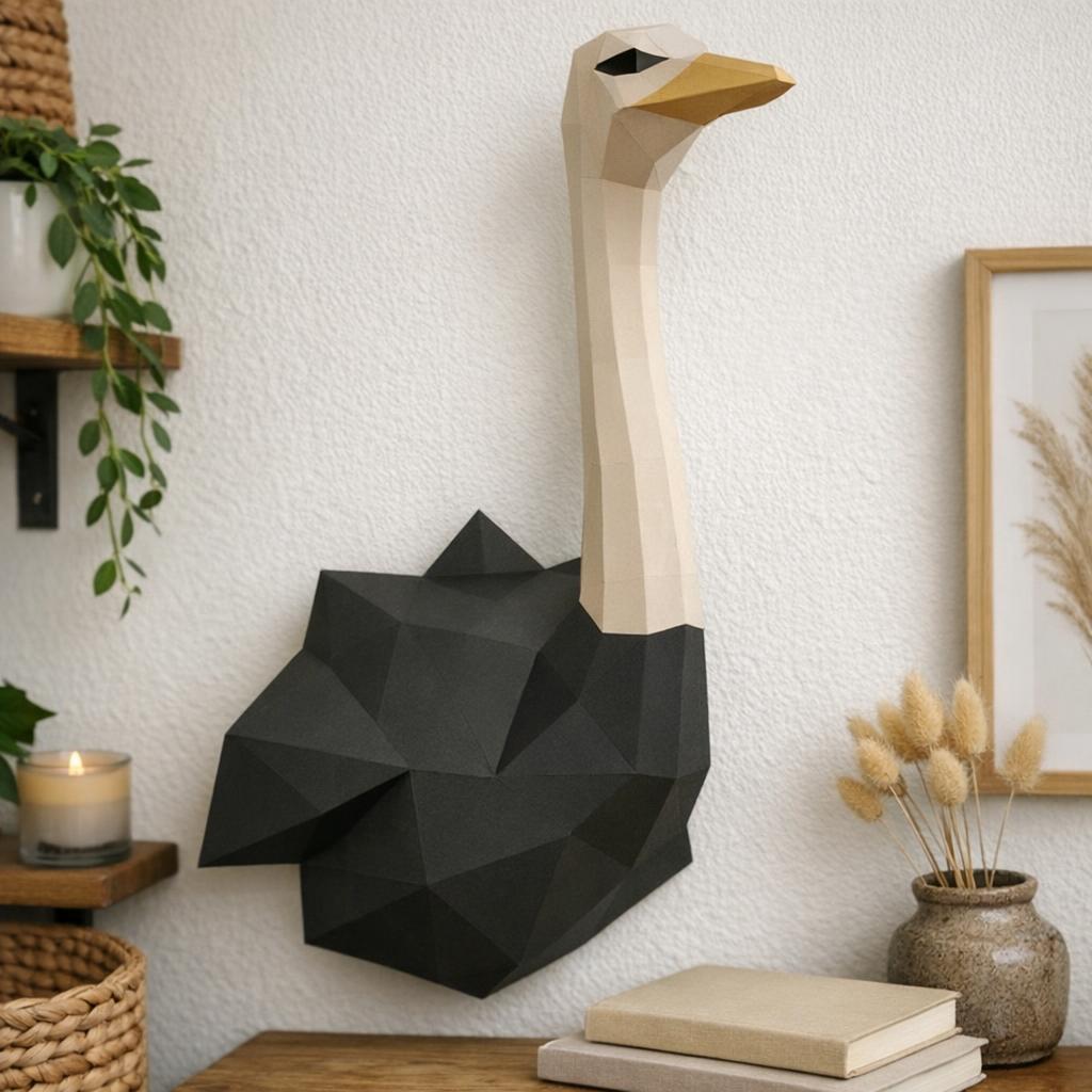 Papercraft d'autruche en origami 3D