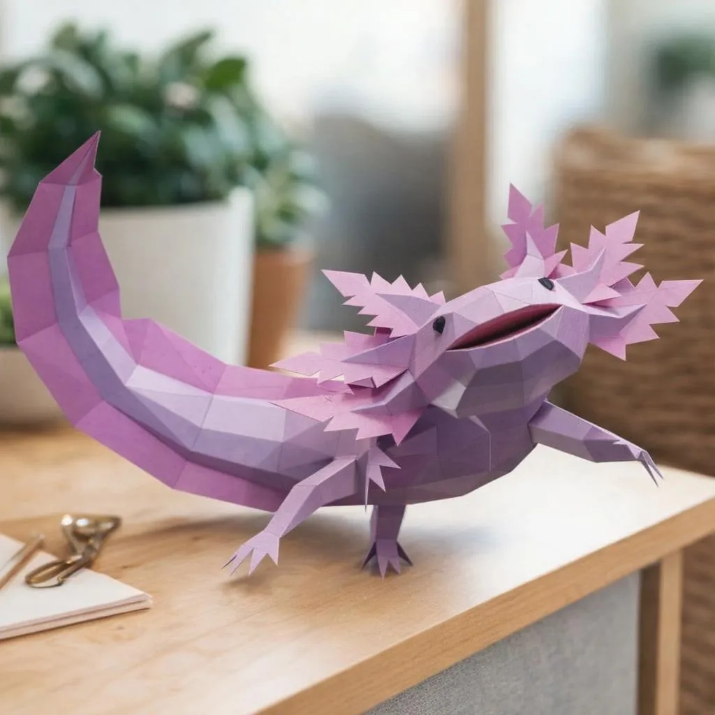 3D Origami Axolotl Papercraft