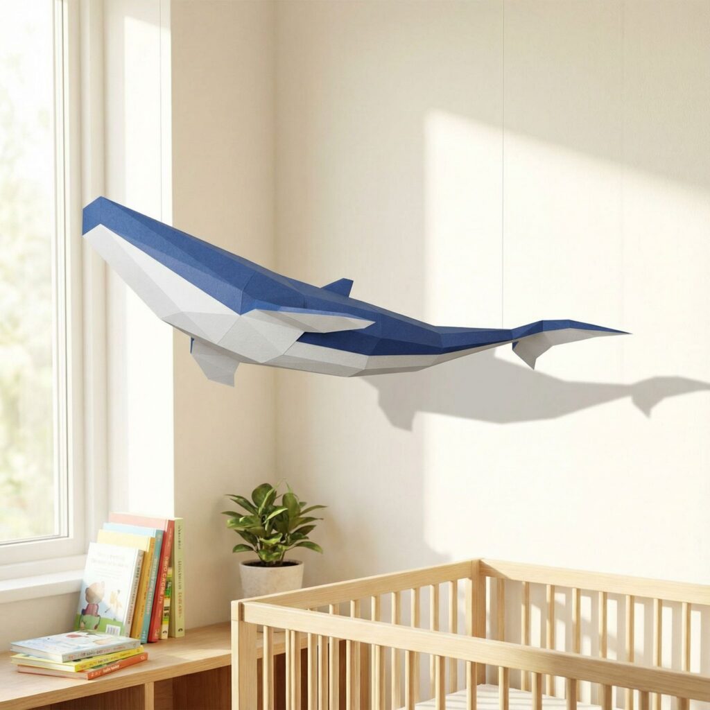 Papercraft de baleine bleue en origami 3D