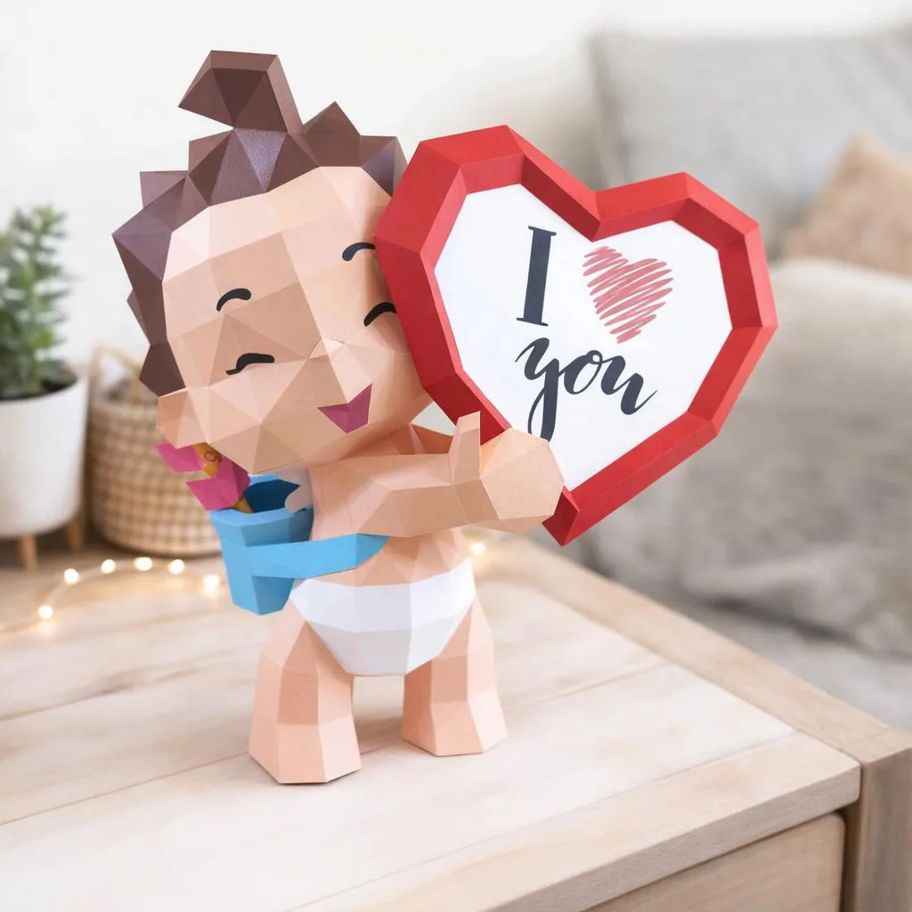 Papercraft Baby-Cupid als 3D-Origami