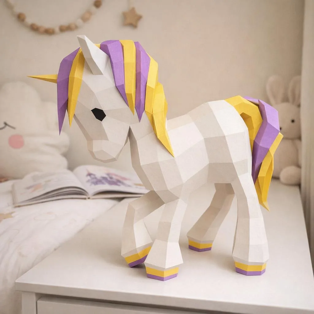Papercraft de cerf mural en origami 3D