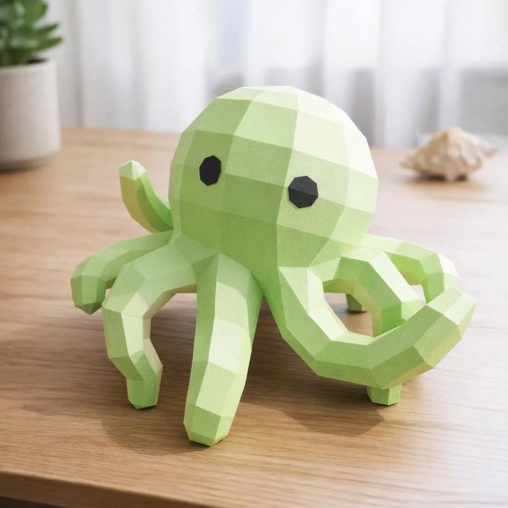 Papercraft de bebé pulpo en origami 3D