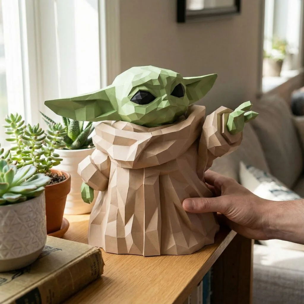 Baby Yoda Star Wars Papercraft als Origami