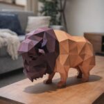 Papercraft de bisonte en origami 3D