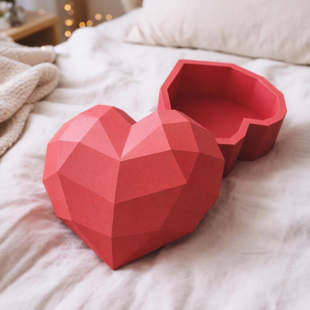 Papercraft boîtes cœur et lèvres en origami 3D