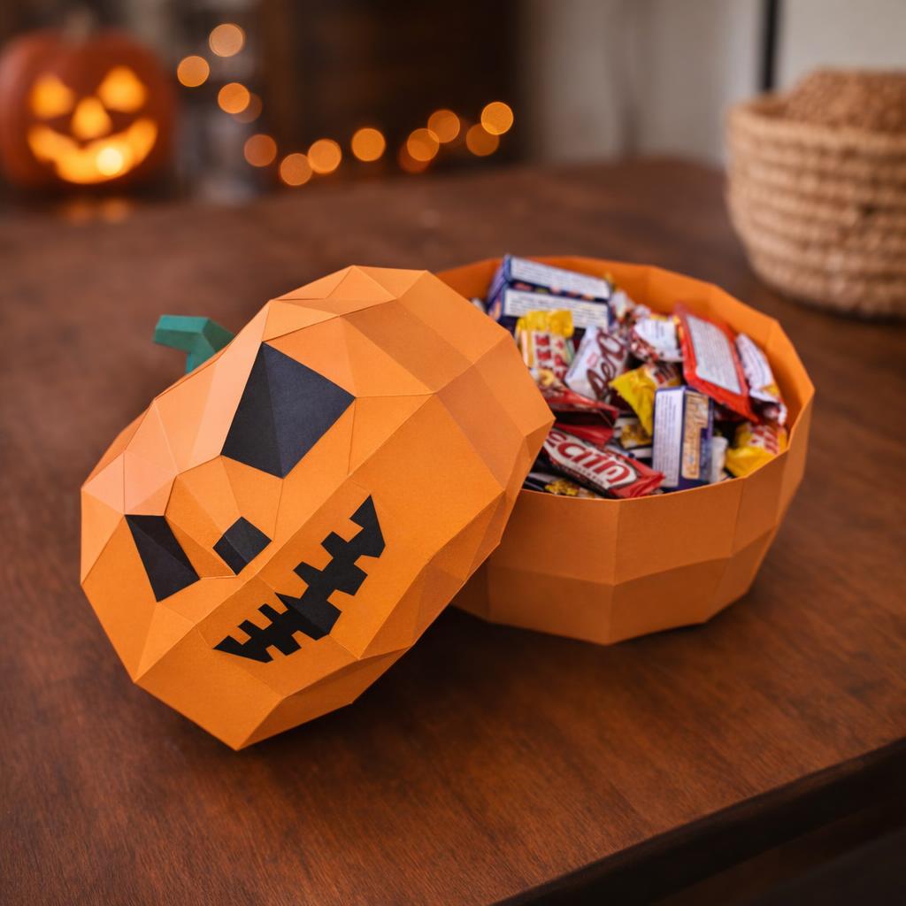 Papercraft de boîte en forme de citrouille pour Halloween