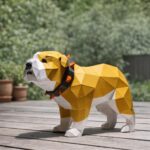 Papercraft de bulldog en origami 3D