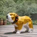 Bulldog 3D origami van papier, weergave 2
