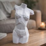 Papercraft de busto feminino em origami 3D