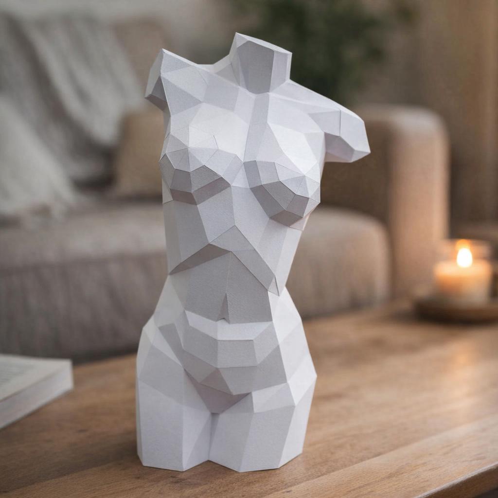 Papercraft de buste de femme en origami 3D