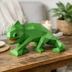 3D Origami Chameleon Sticking Out Tongue Papercraft