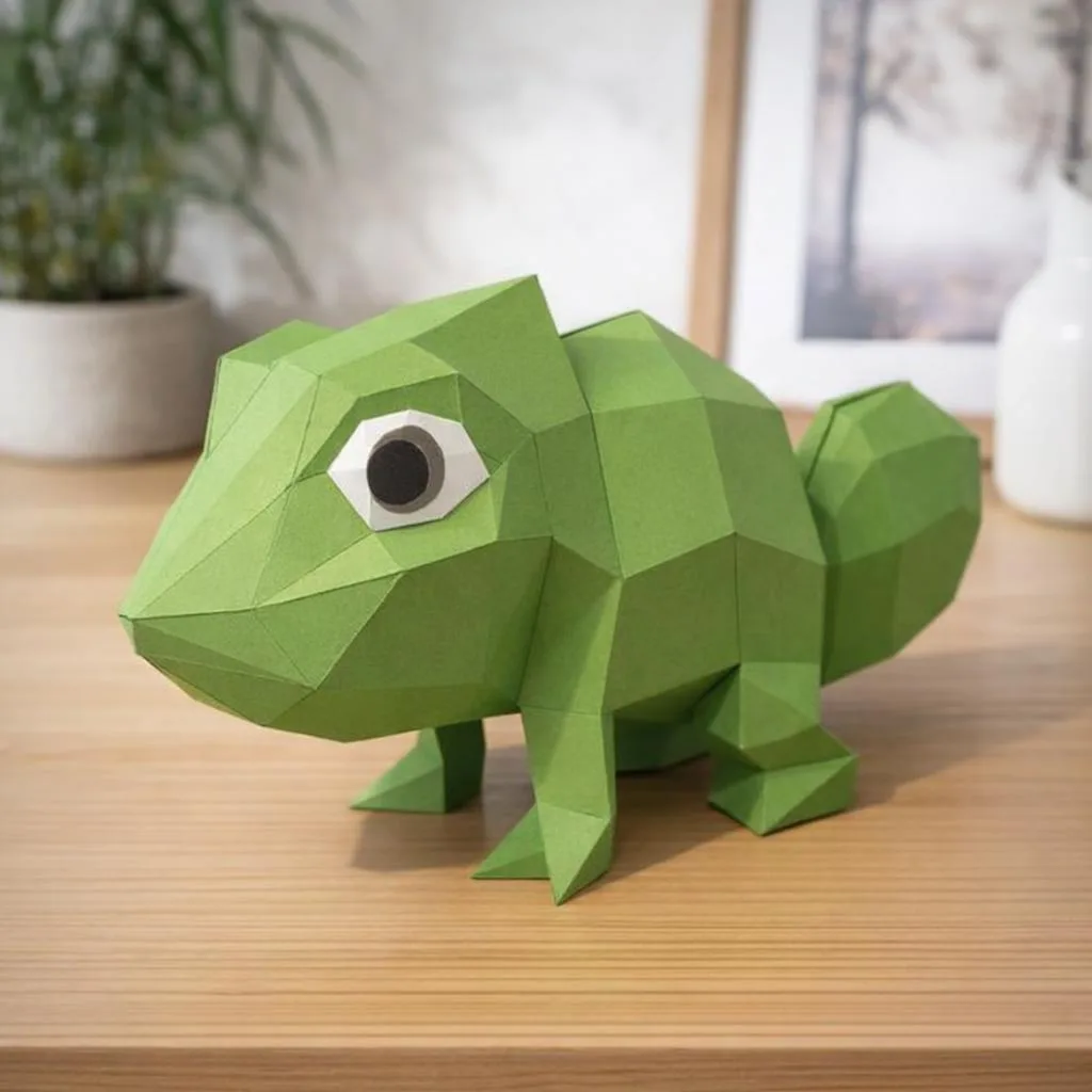 3D-Origami-Papercraft eines Chamäleons