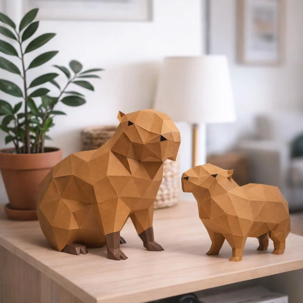 Papercraft-Capybara als 3D-Origami
