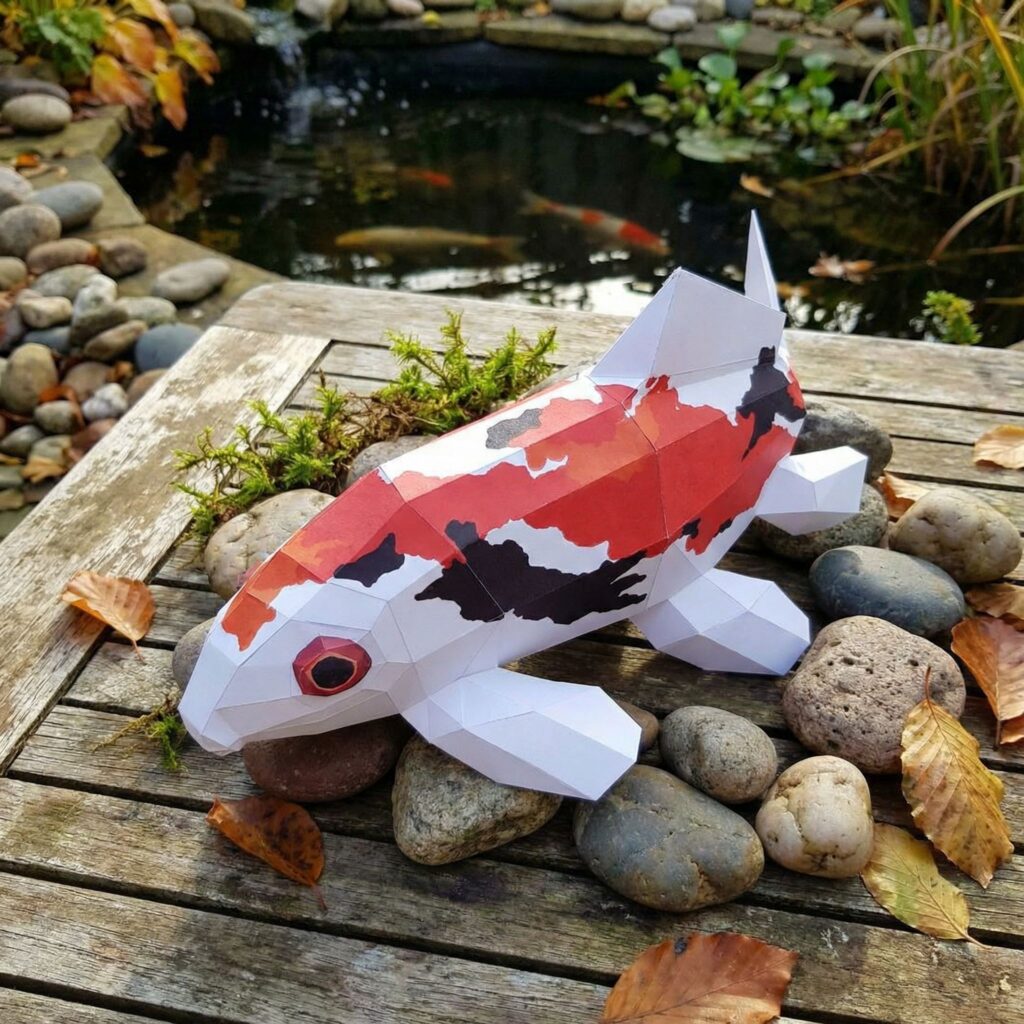 Papercraft de carpe koï en origami