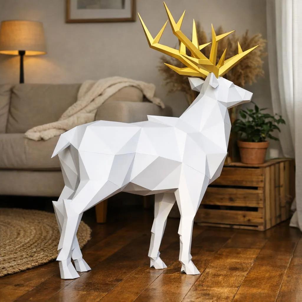 Papercraft eines königlichen Hirsches im Origami-Stil