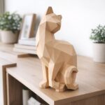 Papercraft de chat assis en origami 3D