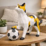 Papercraft de chat avec balle en origami 3D
