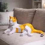 Origami 3D van slapende kat, weergave 2