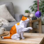 3D-Origami-Papercraft Katze