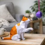 Origami 3D kat in papier, weergave 2