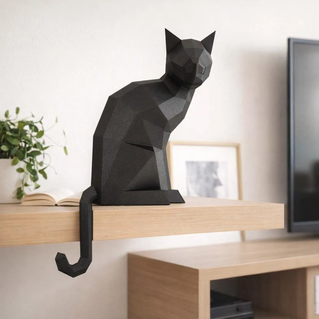 3D-Origami-Papercraft schwarze Katze