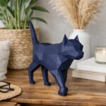 Papercraft schwarze Katze als 3D-Origami