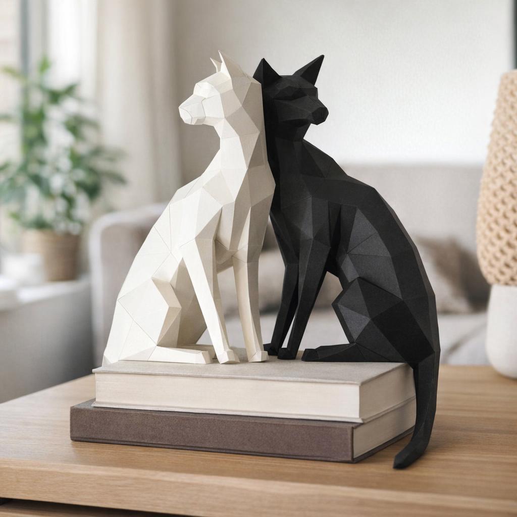 Papercraft de chat oriental en origami 3D