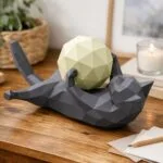 Luie kat papercraft 3D, weergave 2