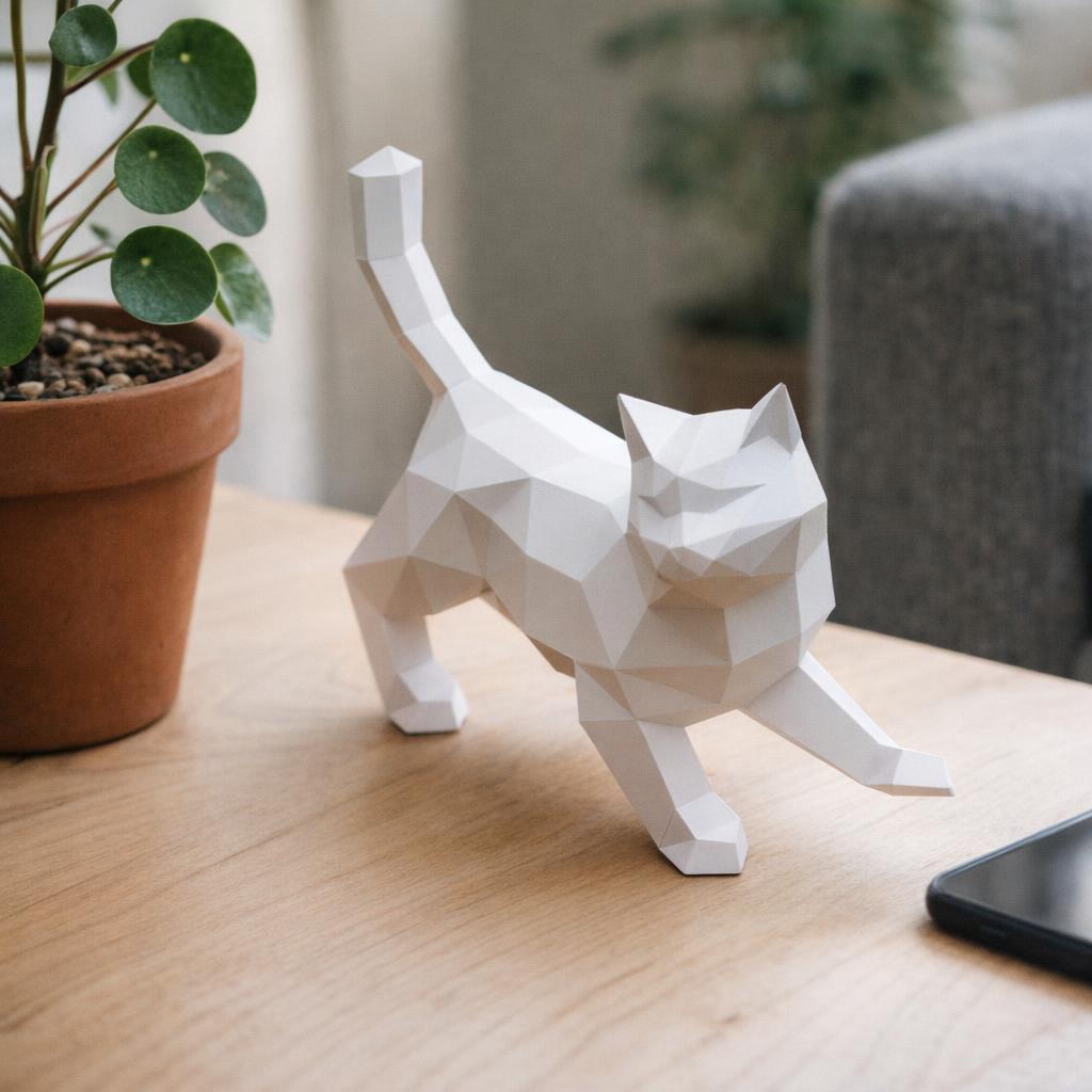 Papercraft de chat qui marche en origami 3D