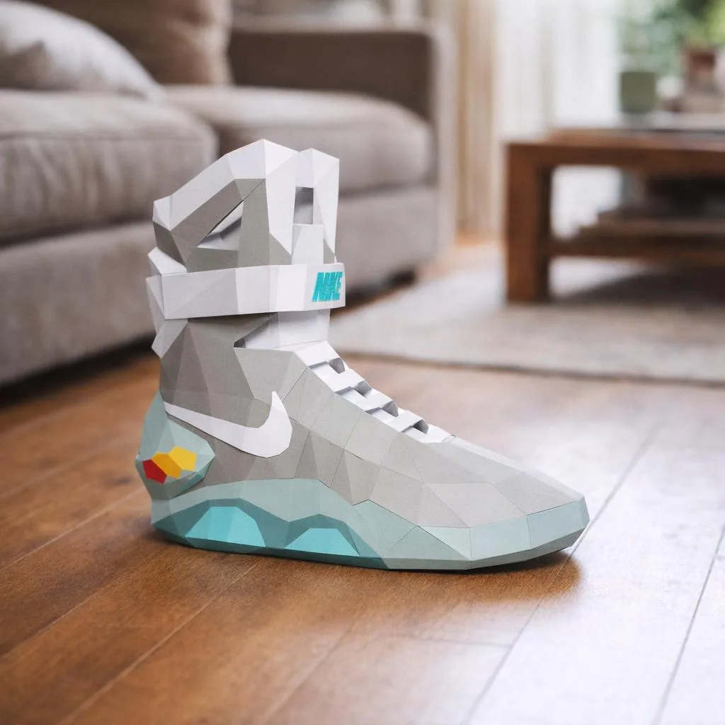 Papercraft de zapatillas de Regreso al Futuro en origami 3D